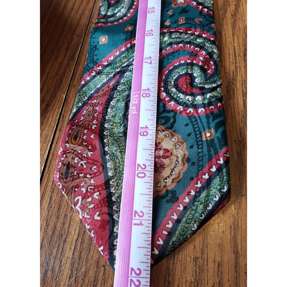 Hunting Horn Blue and Red Abstract Colorful Paisley Necktie Tie
